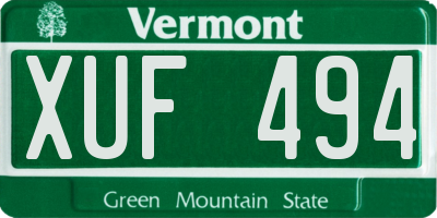 VT license plate XUF494