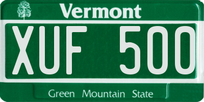 VT license plate XUF500