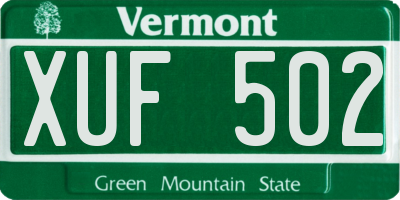VT license plate XUF502
