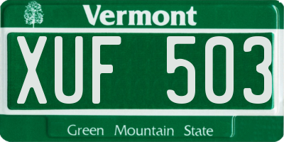 VT license plate XUF503