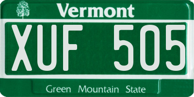 VT license plate XUF505