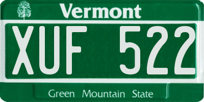 VT license plate XUF522