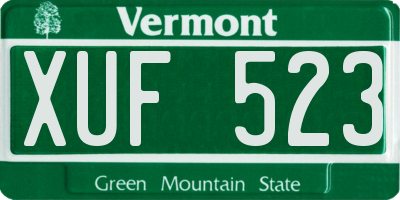 VT license plate XUF523