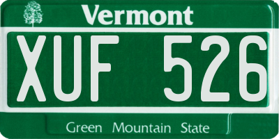 VT license plate XUF526