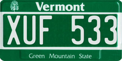 VT license plate XUF533