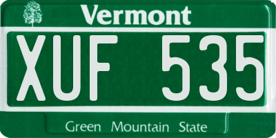 VT license plate XUF535