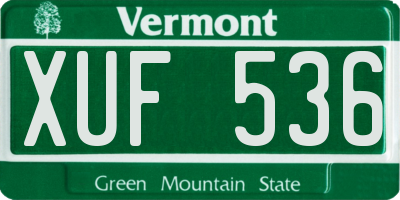 VT license plate XUF536