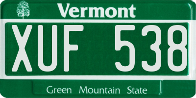 VT license plate XUF538