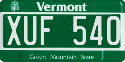 VT license plate XUF540