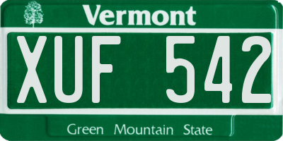 VT license plate XUF542