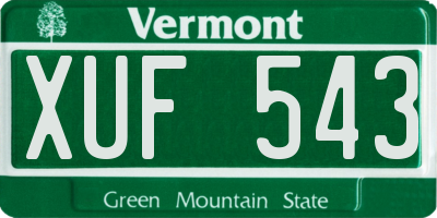 VT license plate XUF543