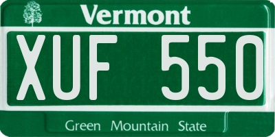 VT license plate XUF550