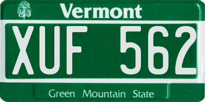 VT license plate XUF562