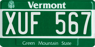 VT license plate XUF567