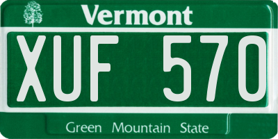 VT license plate XUF570