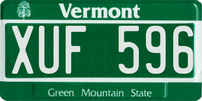 VT license plate XUF596