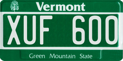 VT license plate XUF600