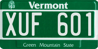 VT license plate XUF601