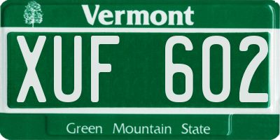 VT license plate XUF602
