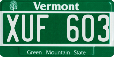 VT license plate XUF603