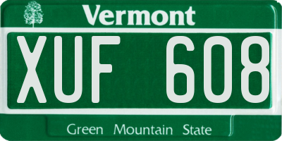 VT license plate XUF608