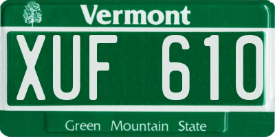 VT license plate XUF610