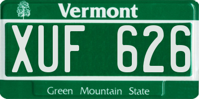 VT license plate XUF626
