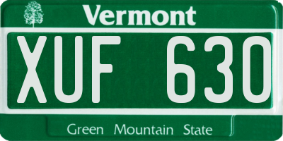 VT license plate XUF630