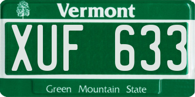 VT license plate XUF633