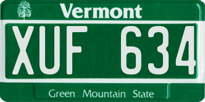VT license plate XUF634