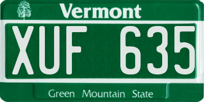 VT license plate XUF635