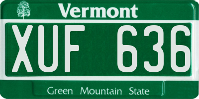VT license plate XUF636