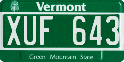 VT license plate XUF643