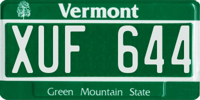 VT license plate XUF644