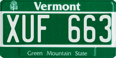 VT license plate XUF663