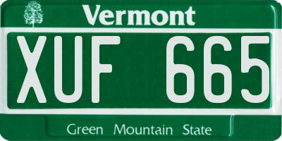 VT license plate XUF665