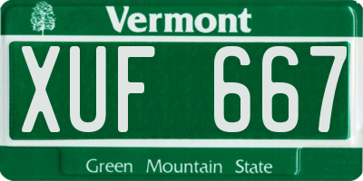VT license plate XUF667
