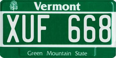 VT license plate XUF668