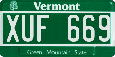 VT license plate XUF669
