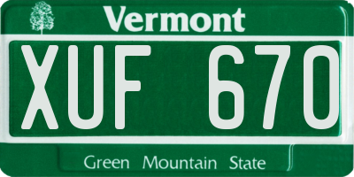 VT license plate XUF670