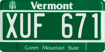 VT license plate XUF671