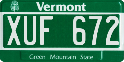 VT license plate XUF672
