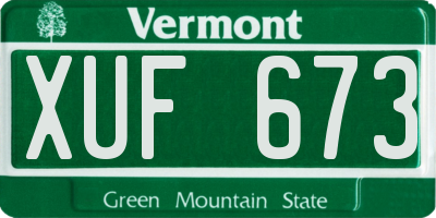 VT license plate XUF673