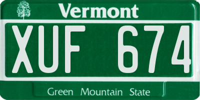 VT license plate XUF674