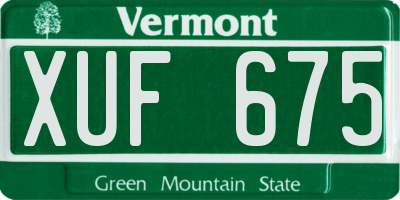VT license plate XUF675