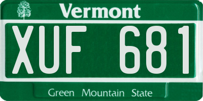 VT license plate XUF681