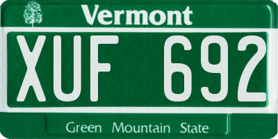 VT license plate XUF692