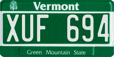 VT license plate XUF694