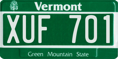 VT license plate XUF701