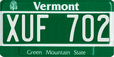 VT license plate XUF702